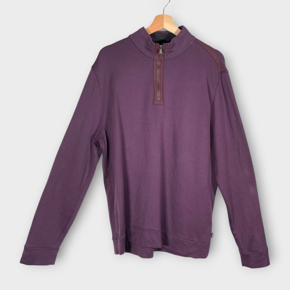 HUGO BOSS 1/4 Zip Pullover Men's XXL Plum Regular Fit *SEE NOTES* Casual